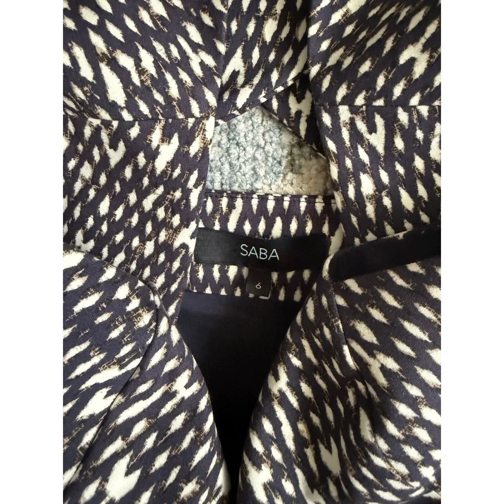 SABA Basketweave Print Halter Neck Cross Back Tank Top‎ Sz 6 Excellent Condition - Picture 4 of 4